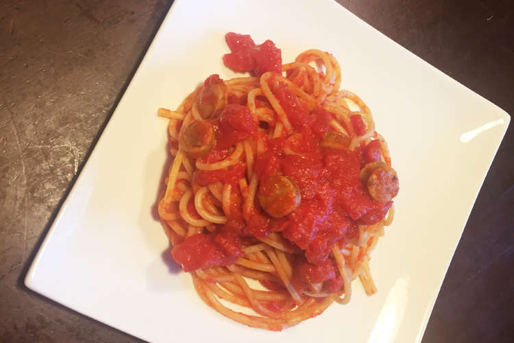 粗挽きソーセージで簡単ぴり辛トマトパスタ レシピ 作り方 By Nananzel クックパッド