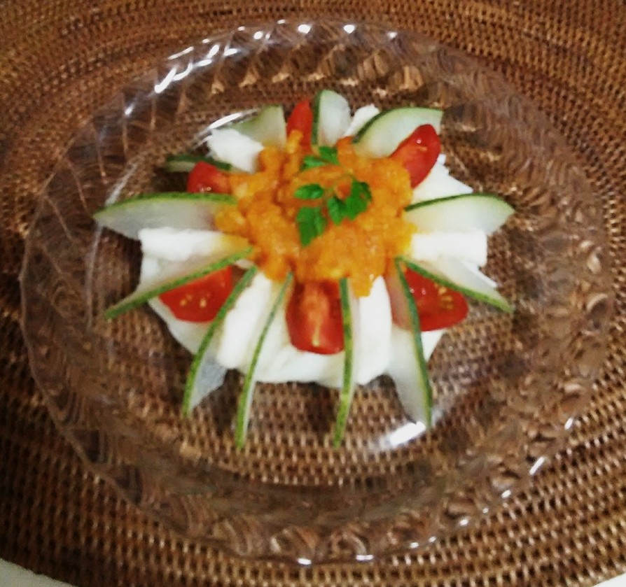 冬瓜と鶏肉と人参ソースの素麺の画像