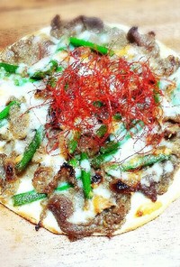 韓国ママのプルコギとにんにくの芽ピザ♥