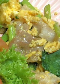 小松菜と豚肉の卵炒め