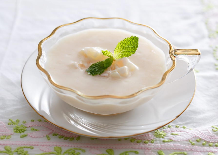 桃のデザートスープの画像