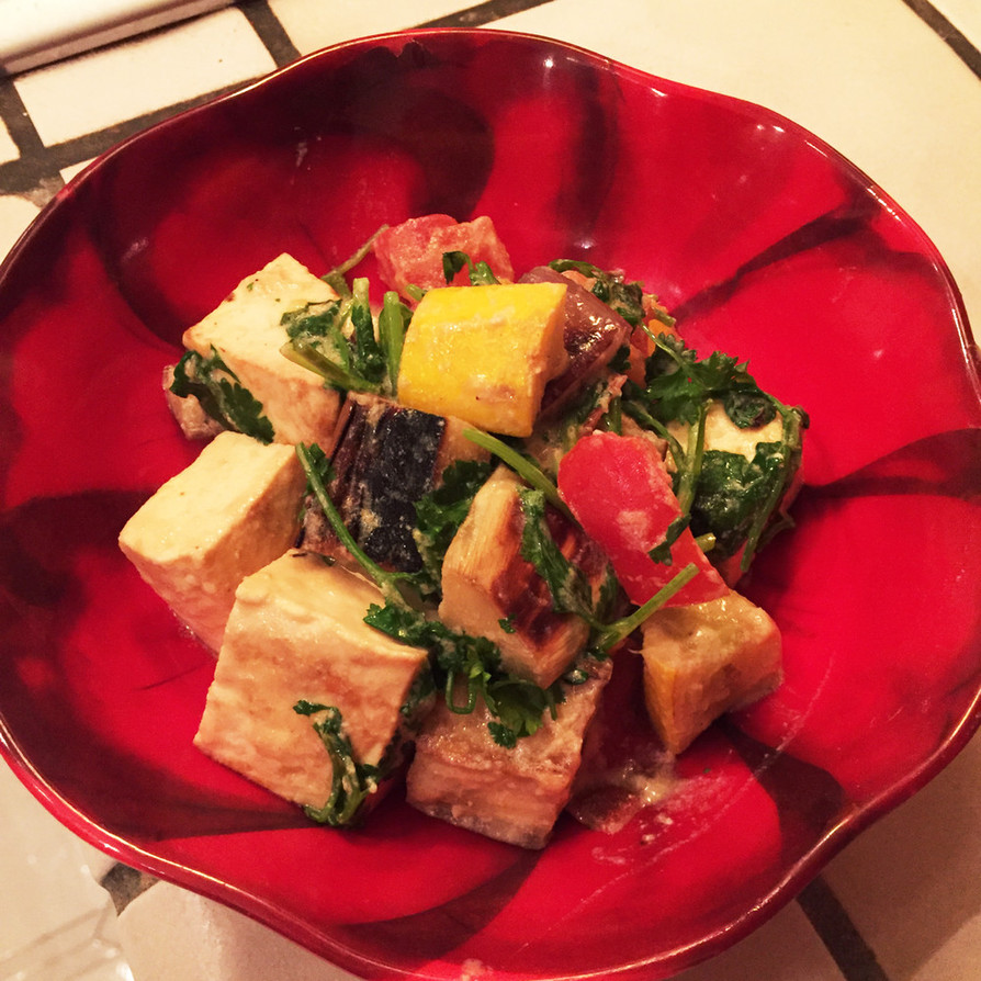 胡麻と夏野菜のパクチー豆腐グリルの画像