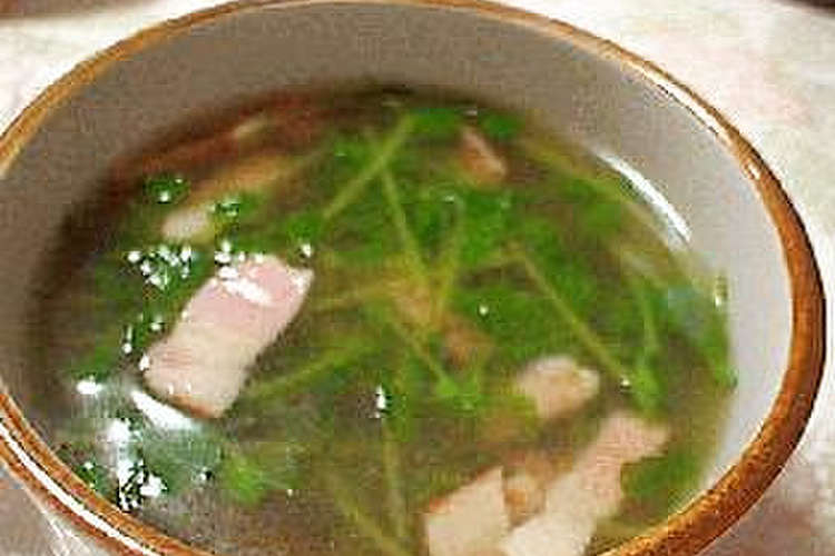 豆苗とベーコンのにんにくスープ レシピ 作り方 By をんをん クックパッド 簡単おいしいみんなのレシピが356万品