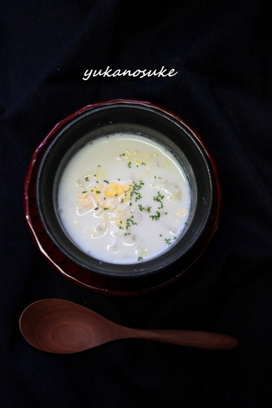 災害非常食✿白菜とかき玉ミルクスープの写真