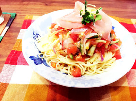 超簡単!たっぷり野菜の冷製パスタ