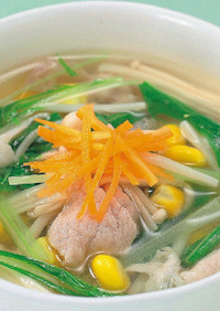 豚肉とみずなの中華スープ
