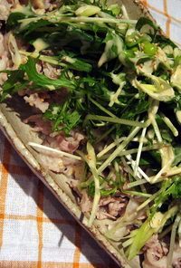 豚しゃぶと水菜とねぎのゴママヨネーズ