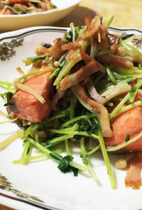 洋風♡鮭とベーコン、青菜えのきの炒め物