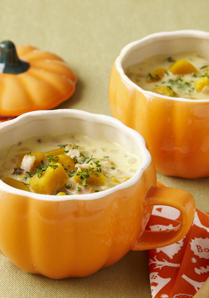 ゴロゴロかぼちゃの豆乳スープの画像