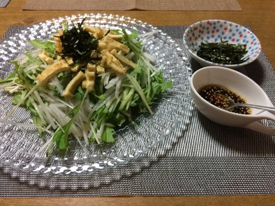 水菜と大根とキュウリのサラダの写真