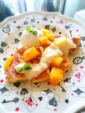 ココナッツフレンチ高野豆腐☆クリーム添え