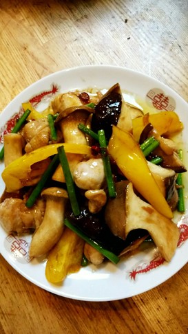 鶏肉と茸のオイスターソース炒め