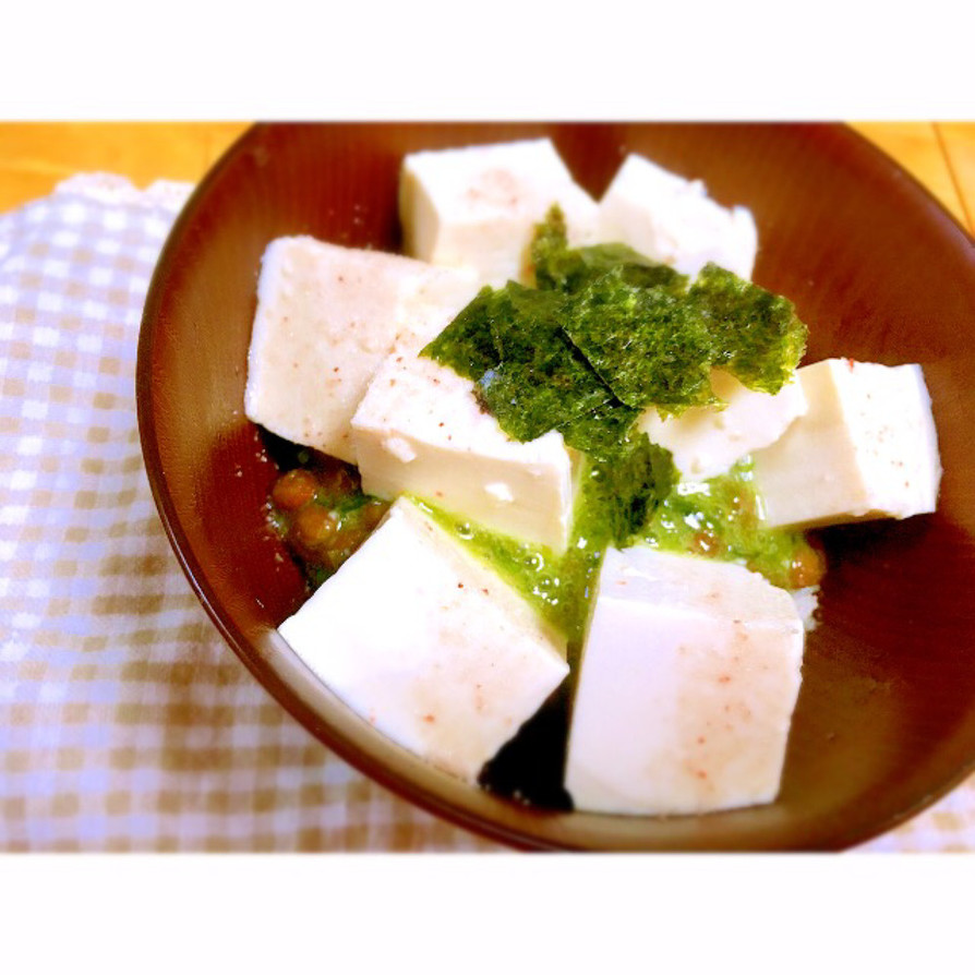 豆腐と青のり納豆丼の画像