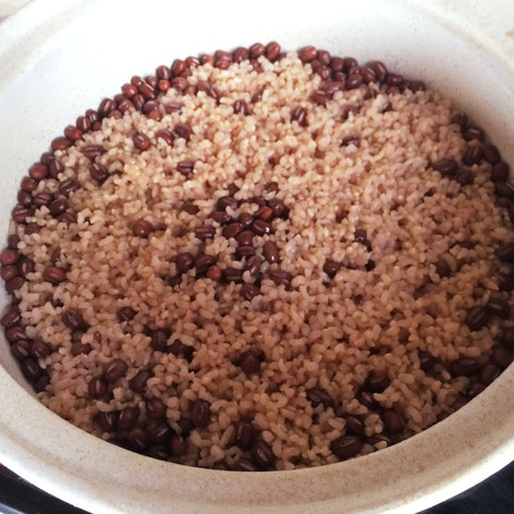 土鍋で玄米小豆ご飯