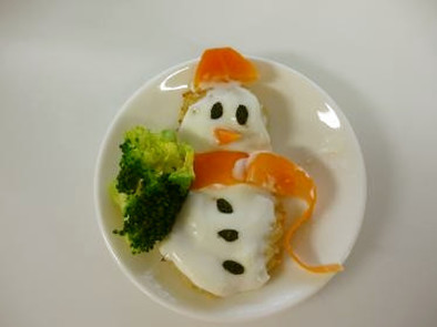 雪だるまバーグ☆野菜の写真