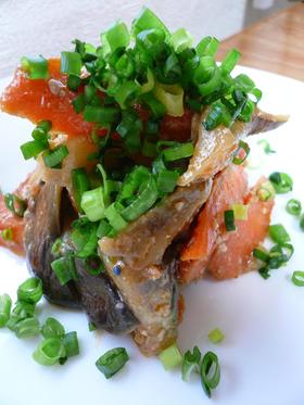 なすとにんじんの中華風炒め。