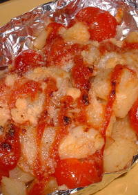 ポテトとミニトマトの簡単ピザ