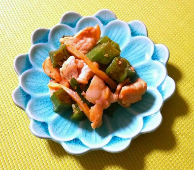 低糖質レシピ☆オクラと豚肉の味噌炒めの写真