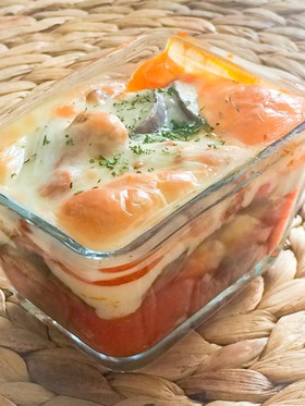 トマト缶で作る✨ナスとひき肉のグラタン