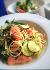 スモークサーモンとレモンバターのパスタ
