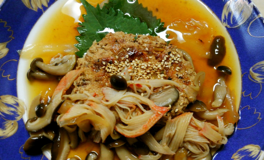 豆腐ハンバーグ♪きのこカニかまの和風タレの画像