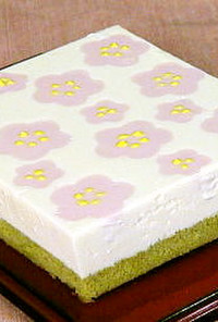 桃の花レアチーズケーキ
