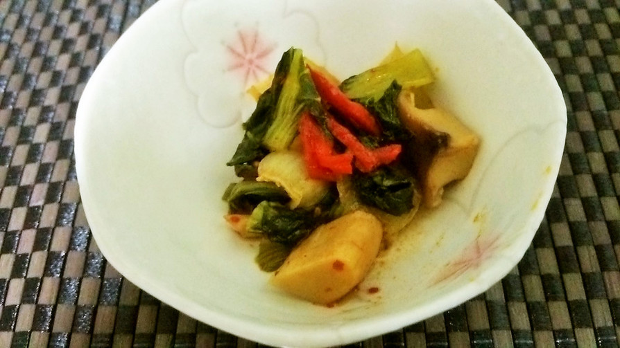 【簡単】チンゲン菜とエリンギでピリ辛中華の画像