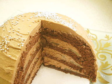 洋梨のドームケーキの写真