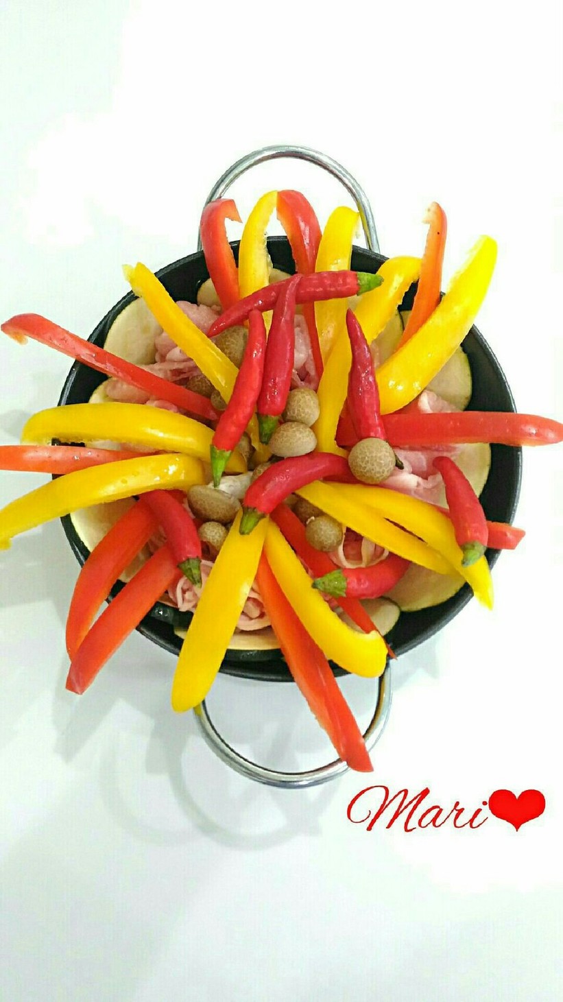豚肉きのこ野菜の彩り☆フォトジェニック鍋の画像