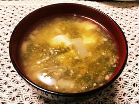 疲労回復!あおさと長芋のねばとろ味噌汁♪