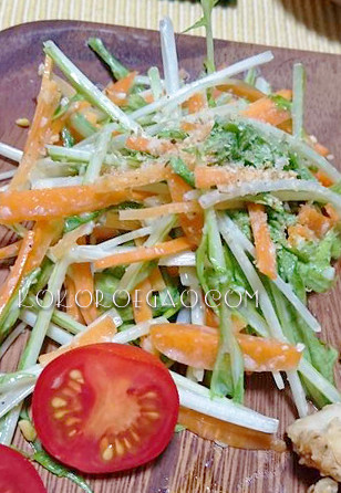 水菜と人参の豆腐マヨサラダの画像
