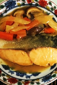 砂糖無しで 鮭(切り身魚)と野菜の味噌煮
