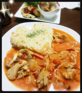 簡単!豪華!鶏ときのこのトマトクリーム煮