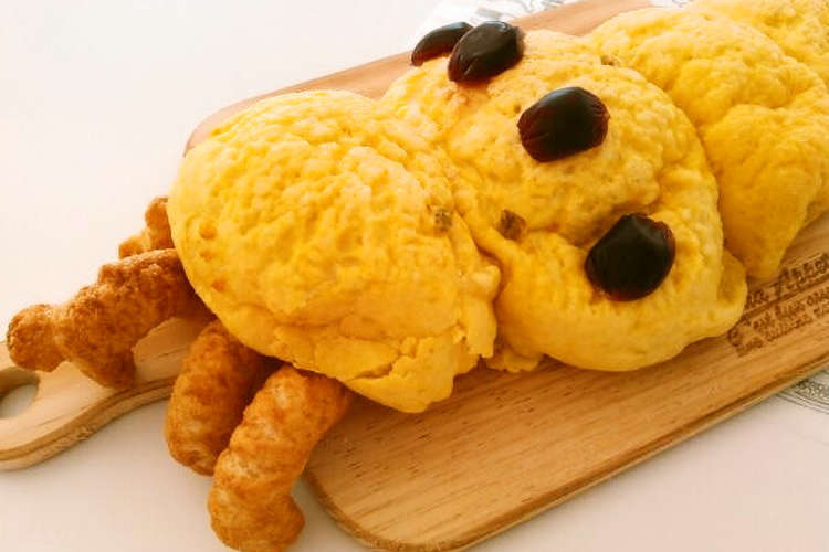 ハロウィンpartyに いも虫メロンパン レシピ 作り方 By がんちゃんのお家 クックパッド 簡単おいしいみんなのレシピが357万品