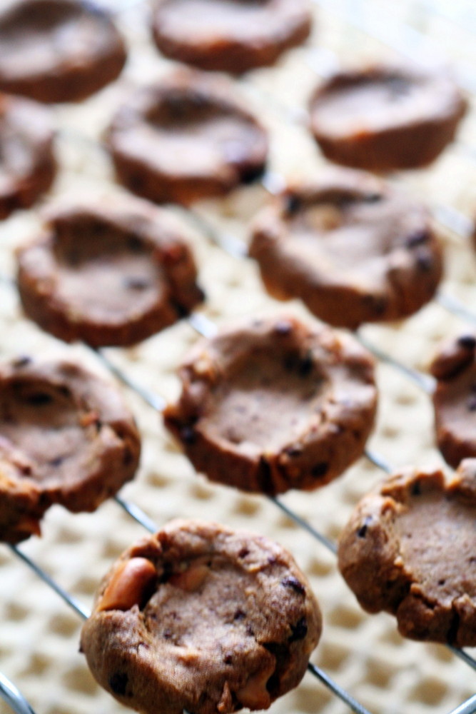 チョコレートでコーティングされたミニピーナッツバタークッキーのレシピ