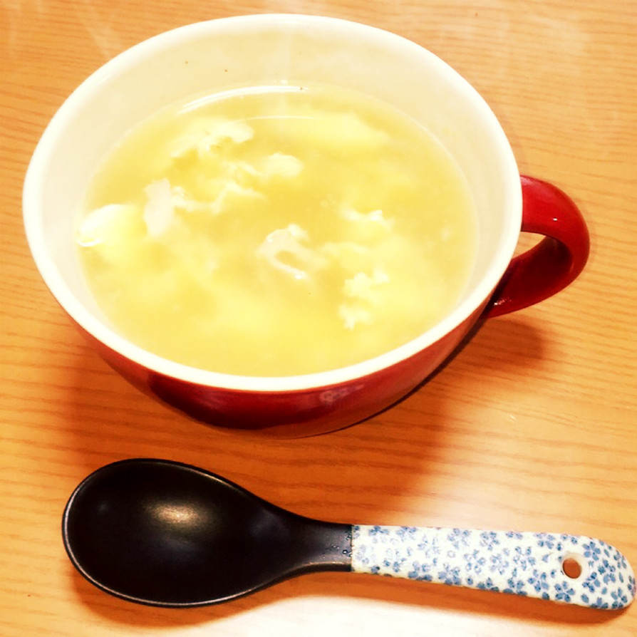 レンジで簡単！マグカップベーコン卵スープの画像