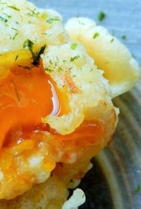 卵の黄身の醤油漬け天ぷら
