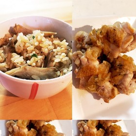 2品同時!鶏肉と舞茸の炊込みご飯と蒸し鶏