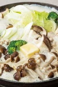 豆乳で♡味噌バターキノコの豆乳スープ鍋