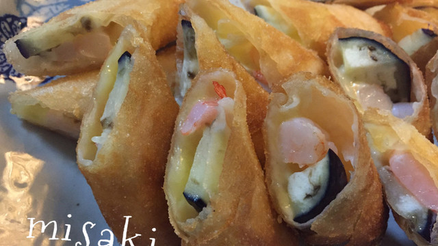 茄子と海老とチーズの春巻き レシピ 作り方 By Canary Bird クックパッド