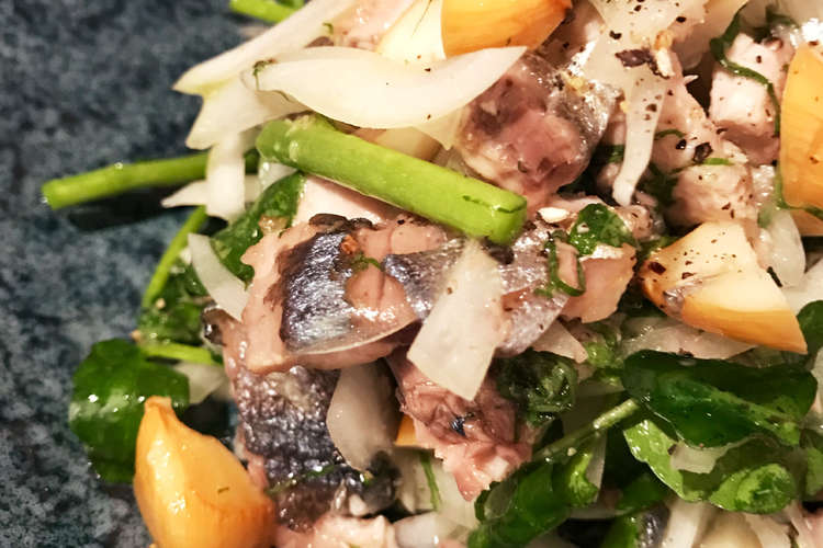 燻製にした秋刀魚の香味野菜和え レシピ 作り方 By うまいあれ クックパッド 簡単おいしいみんなのレシピが350万品