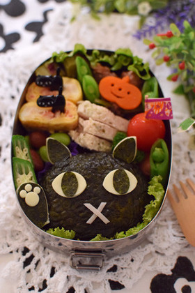 【キャラ弁】ピックとお揃い黒ネコ弁当