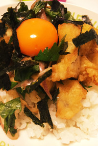 買った穴子天ぷらで簡単サッパリ薬味天丼♡