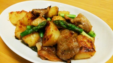 豚肉とジャガイモの焦がし味噌ニンニク炒めの写真
