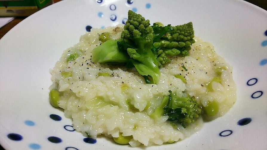 【男の料理】枝豆で緑のリゾットの画像