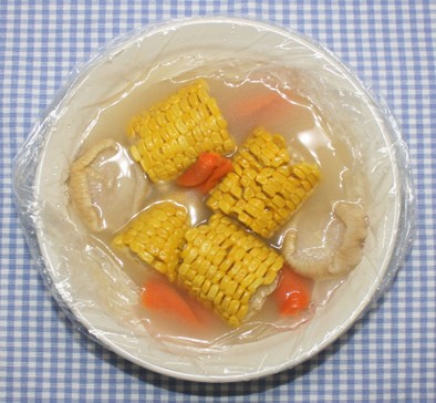 ポリ袋レシピ☆乾燥とうもろこしのスープの写真