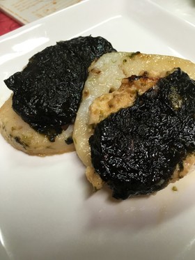 鶏ミンチのれんこんバーグ with 海苔