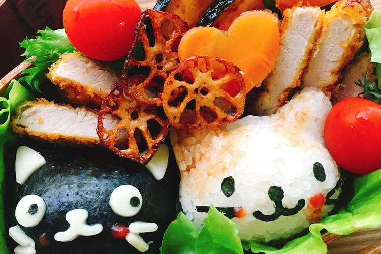 キャラ弁 猫おにぎりとトンカツ弁当 レシピ 作り方 By Misumisu07 クックパッド 簡単おいしいみんなのレシピが366万品