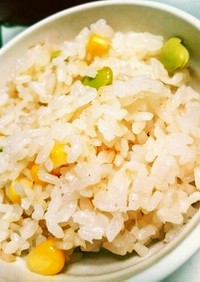 カラフル☆枝豆とコーンの炊き込みご飯