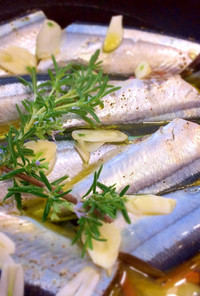 冷凍塩秋刀魚のコンフィ